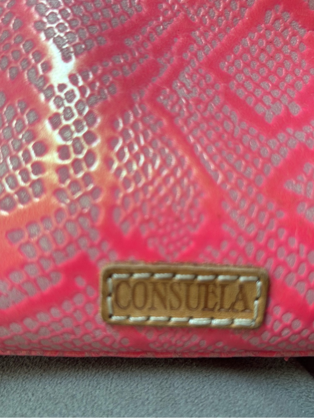 Consuela Neon Pink Patterned Half-Moon Cosmetic Wristlet - Picture 2 of 2